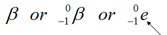 greek letter beta; or greek letter beta preceded by a superscript 0 and a subscript -1; or small letter e preceded by superscript 0 and subscript -1