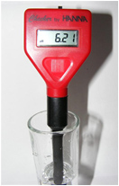 pH meter reading 6.21