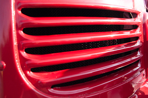 A photograph of the parallel lines in a truck grill