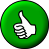Green circle with thumbs-up sign inside 