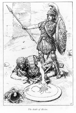 Engraving showing Achilles and Hector