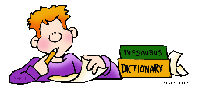 A student uses a thesaurus and dictionary for revising an essay.