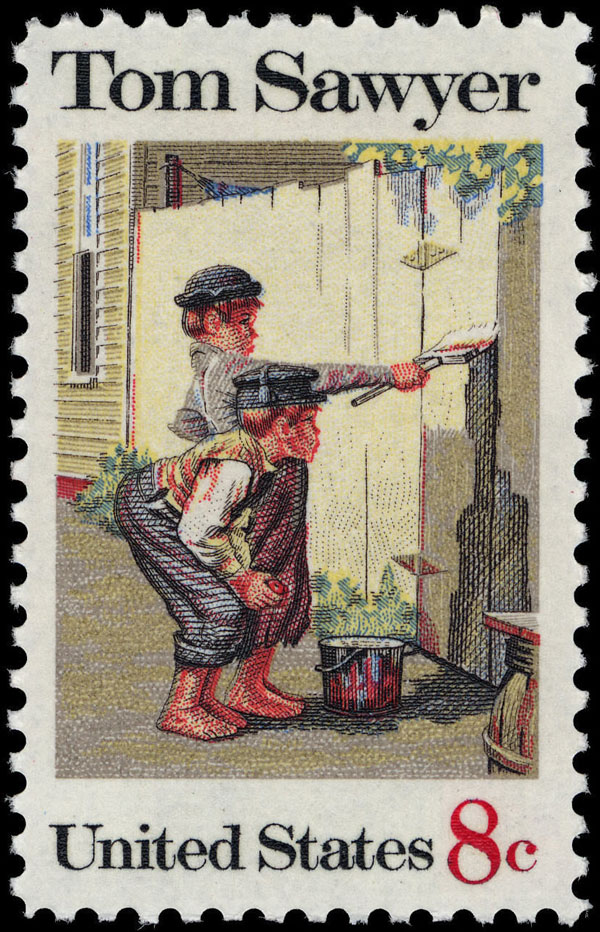 Source: Tom Sawyer 8c 1972 issue U.S. stamp, U.S. Postal Service, Wikimedia Commons postage stamp