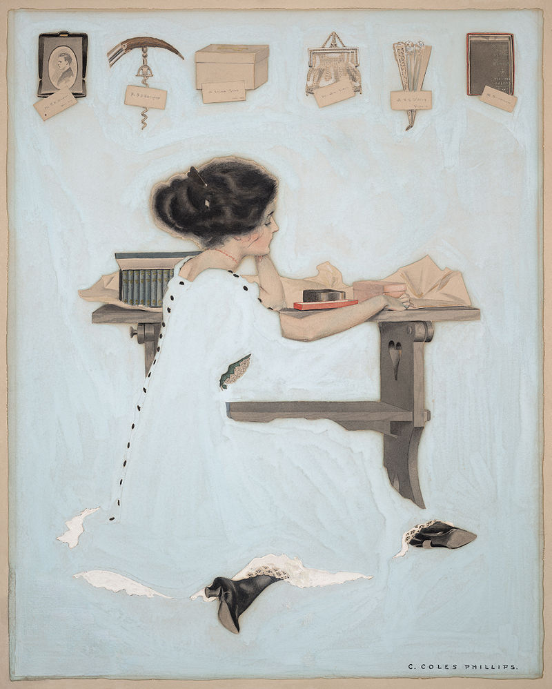 girl at her desk, Cover art for Life, 27 January 1910 issue