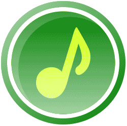 A graphic image of a musical note surrounded by a circle border.