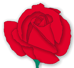 A graphic image of a rose in full bloom.
