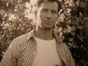 A photograph of writer Jack Kerouac taken in the 1950s