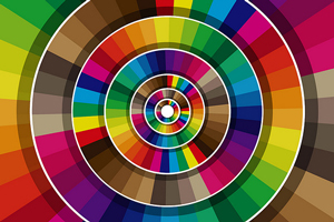 An image of a several color wheels showing a broad spectrum of colors
