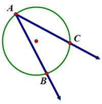 Circle with points A, B, C on the circumference.