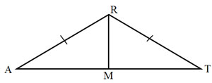 shows isosceles triangle ART with median RM and AR congruent to RT