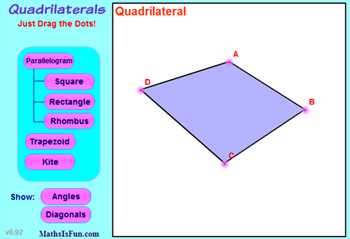 screenshot of interactive quadrilaterals activity