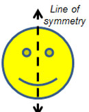 The image shows a smiling face with a vertical line of symmetry