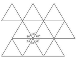 The image shows a series of equilateral triangles with interior angle measures of sixty degrees