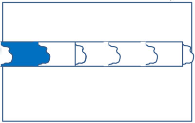 The image shows a rectangle with a complete row of traced squares and chunks