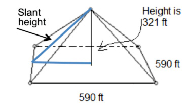 Model of Pyramid Arena with slant height noted