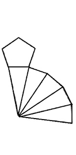 The image shows a pentagon with 5 isosceles triangles attached to the bottom, then fanned out in an array to the right.