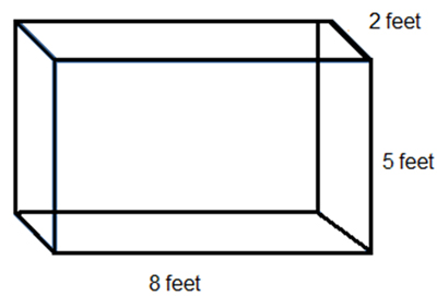 image is a rectangular prism that is eight feet wide, five feet high and two feet deep.