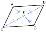 Image shows quadrilateral ABCD with diagonals AC and BD intersecting at E