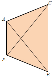 Image of isosceles trapezoid PACE with diagonals AE and PC