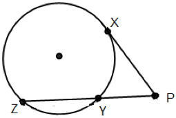 Circle with one secant and one tangent that intersect at point P