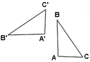 Image showsa a triangle and its rotation. 