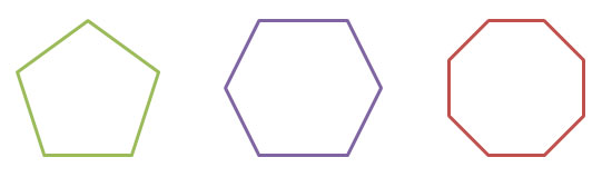 regular pentagon, hexagon, and octagon