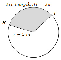  Circle r=8, Arc length HI =3pi