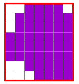 Image shows a mat containing 56 squares. Ten of the squares are not colored.