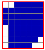 Image shows a mat containing 56 squares. 9 of the squares are not colored.