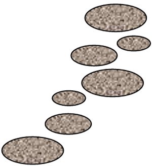 image depicts path of circular stones