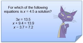for which of the following equations is x equals four and five tenths a solution?