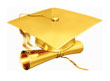 gold graduation cap and diploma