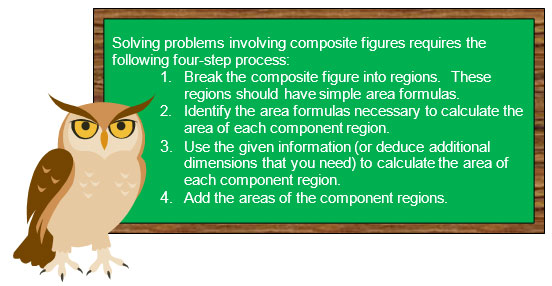 steps in solving word problems involving area of composite figures