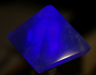 pyramid of fluorite and a blue laser