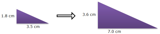 Small triangle scaling up to a larger triangle