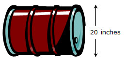 Image of barrel with diameter labeled 20 inches