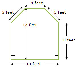 hexagonal wall with dimensions labeled