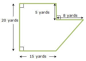 hexagonal yard with dimensions labeled