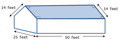 pentagonal prism shaped house with roof shaded