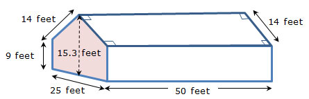 pentagonal prism shaped house with roof shaded