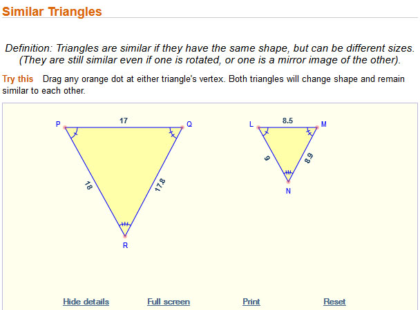 Image of similar triangles interactive