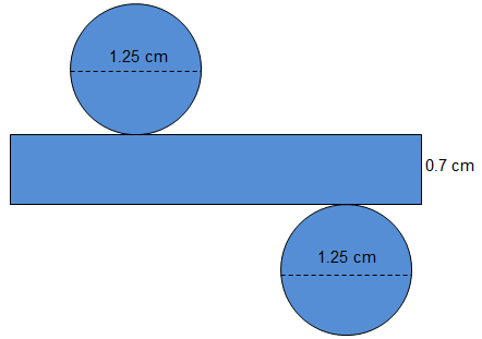 Net of a cylinder with dimensions labeled