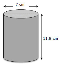 cylinder with dimensions labeled