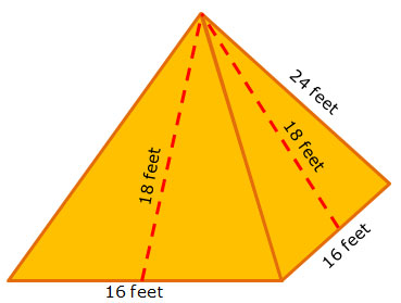 Pyramid with dimensions labeled