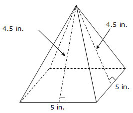 Pyramid with dimensions labeled
