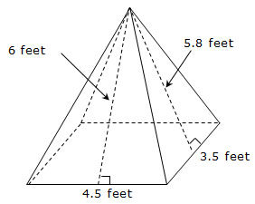 Pyramid with dimensions labeled