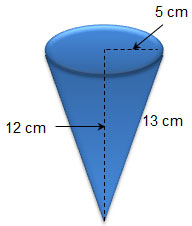 cone with dimensions labeled