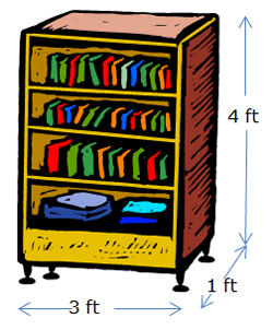 bookcase with dimensions labeled