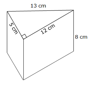 wedge shape with dimensions labeled