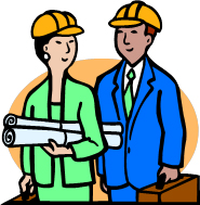 picture of architect and engineer studying blueprints